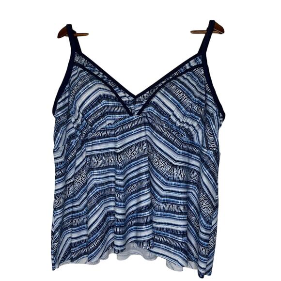 Swimsuits For All 24 Plus Size Tankini Top Blue Stripe Swim Tank Adjustable - Picture 1 of 4